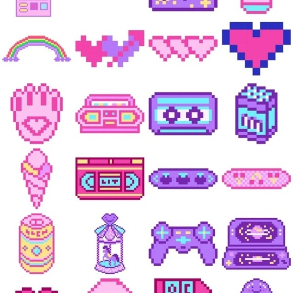 Retro Pixel Art Sticker Set 48 piece - Picture 3 of 6